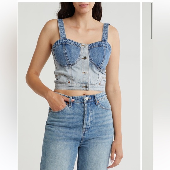 BLANKNYC Blank NYV Call Back‎ Denim Bustier tank top shirt Medium NYC - Picture 1 of 4